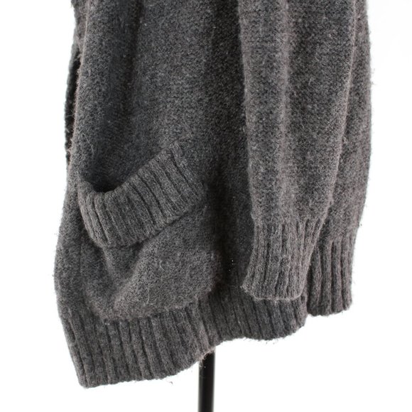 Vince Charcoal Gray Open Front Baby Alpaca Wool Blend Cardigan M Knit Sweater - Picture 4 of 7